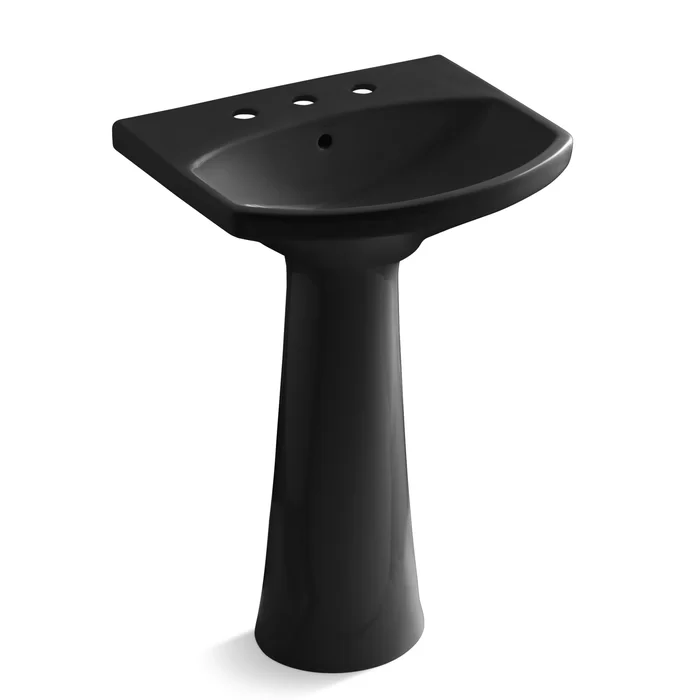 u shaped black pedestal sink