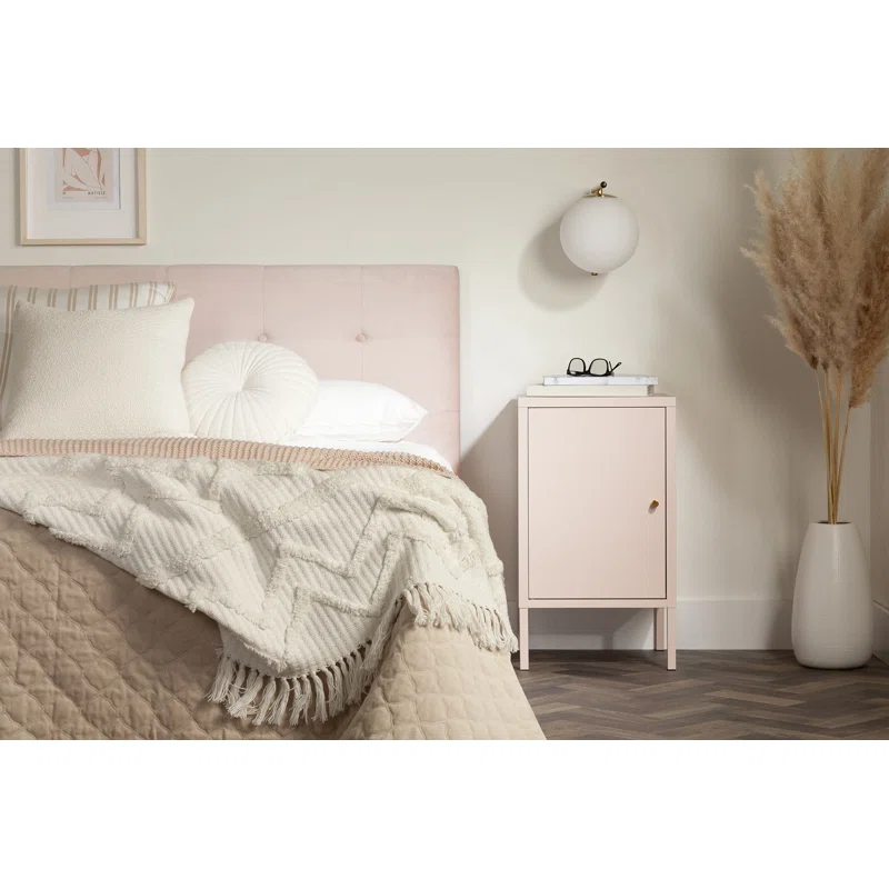 Minimal pale pink bedside table