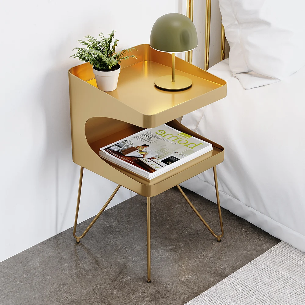 Modern Gold metal bedside table