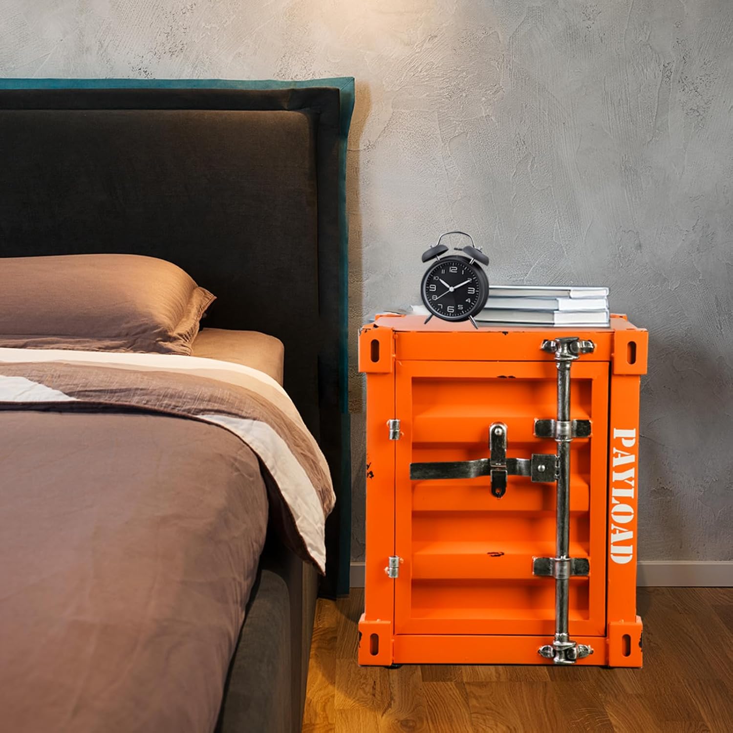 Orange container style bedside table