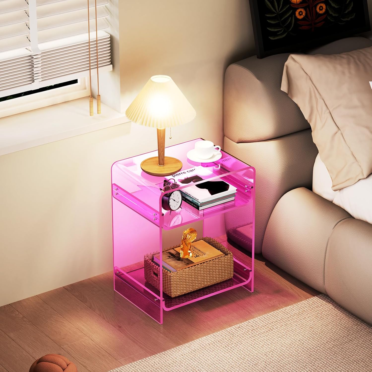 Pink Acrylic bedside table