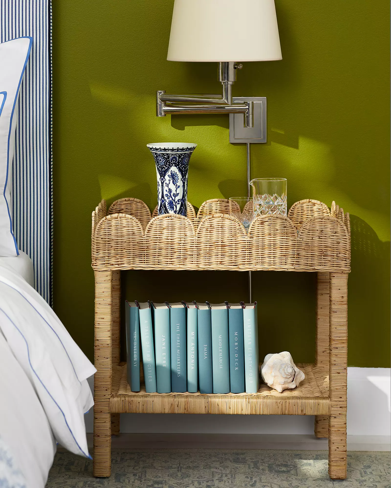 Scallop rattan bedside table