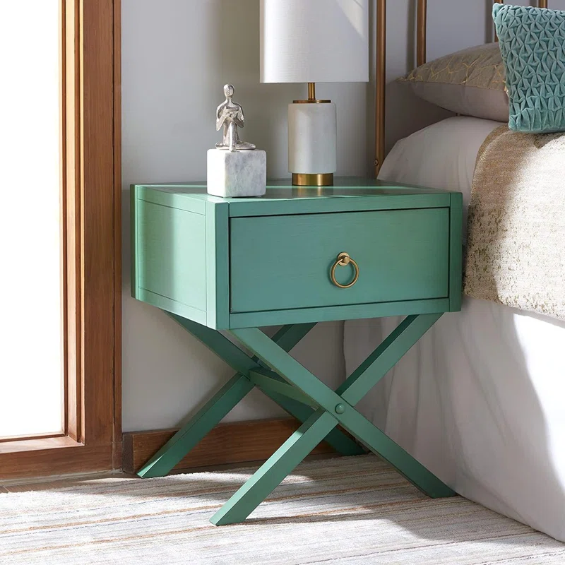 Turquoise contemporary bedside tale