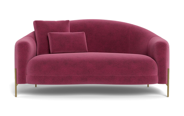 Berry vintage velvet curved sofa