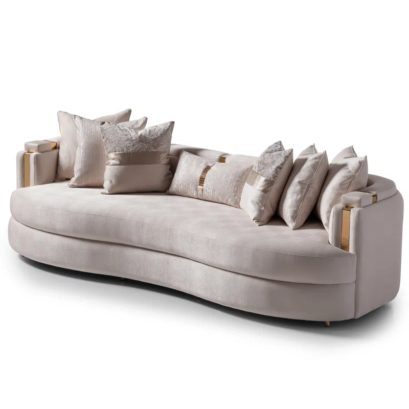 Jacquard upholstered curved sofa