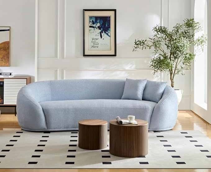 Scandinavian Sky blue curved sofa