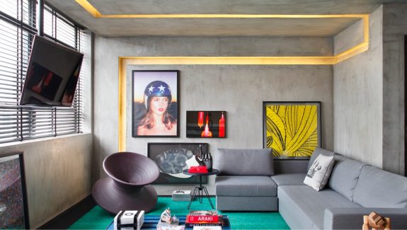 Hot Multicolour Accents & Cool Concrete Interiors