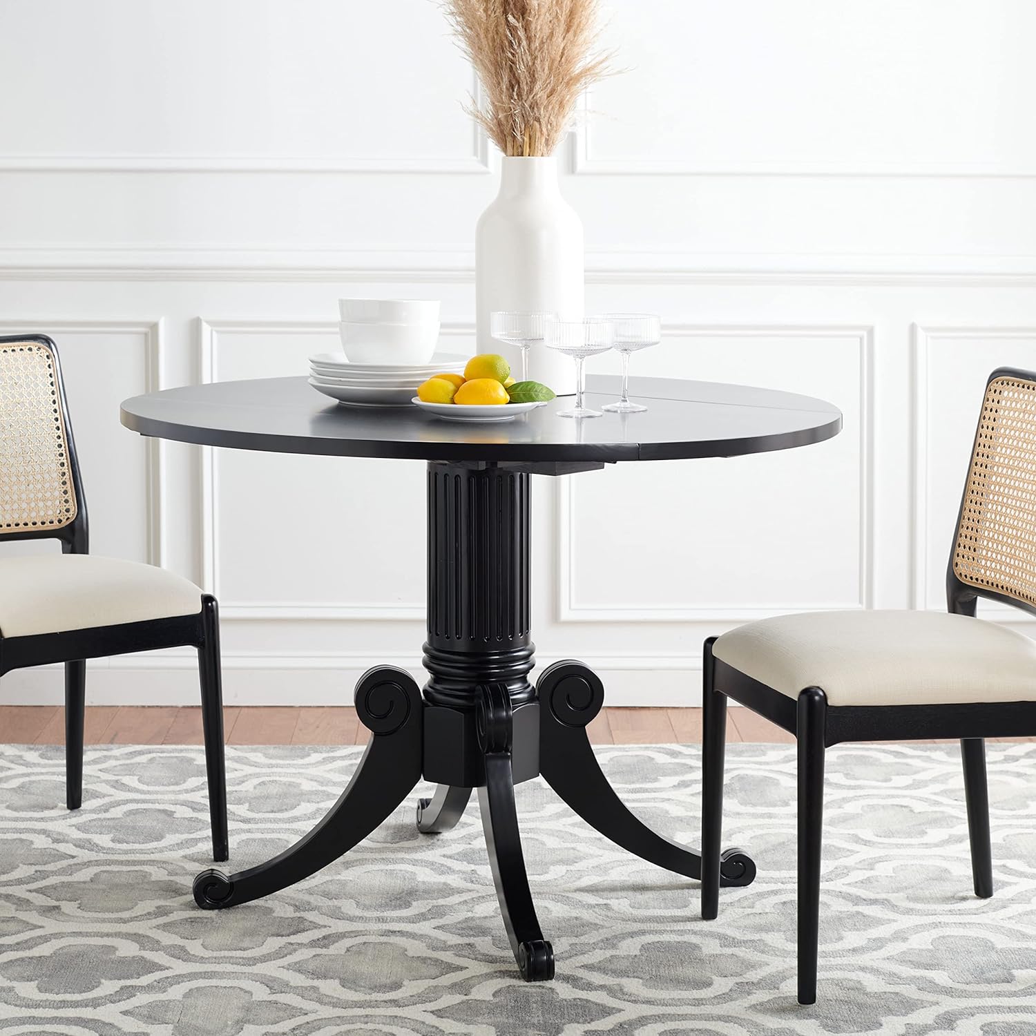 Traditional black dining table