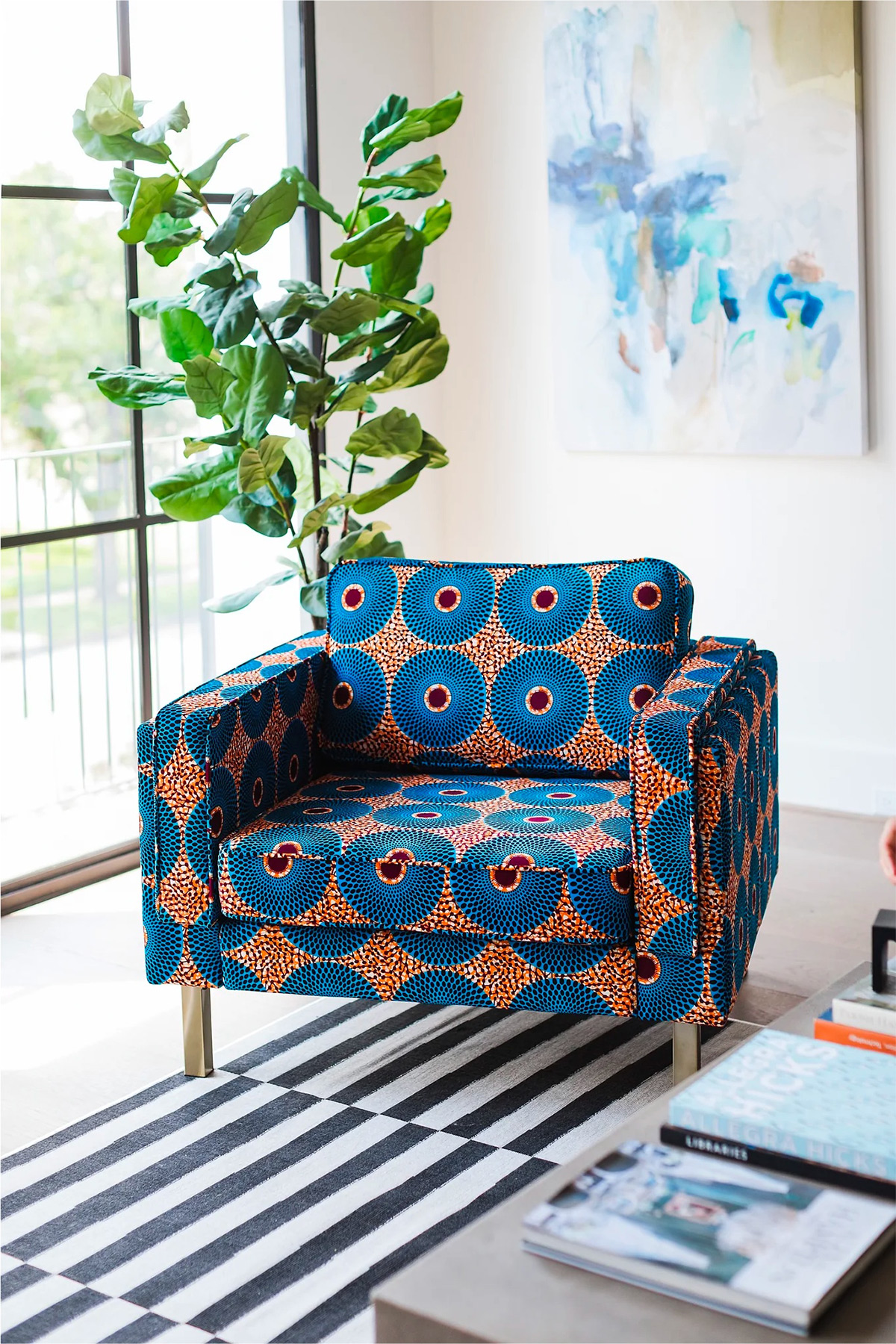 Patterned High Sided Armchair