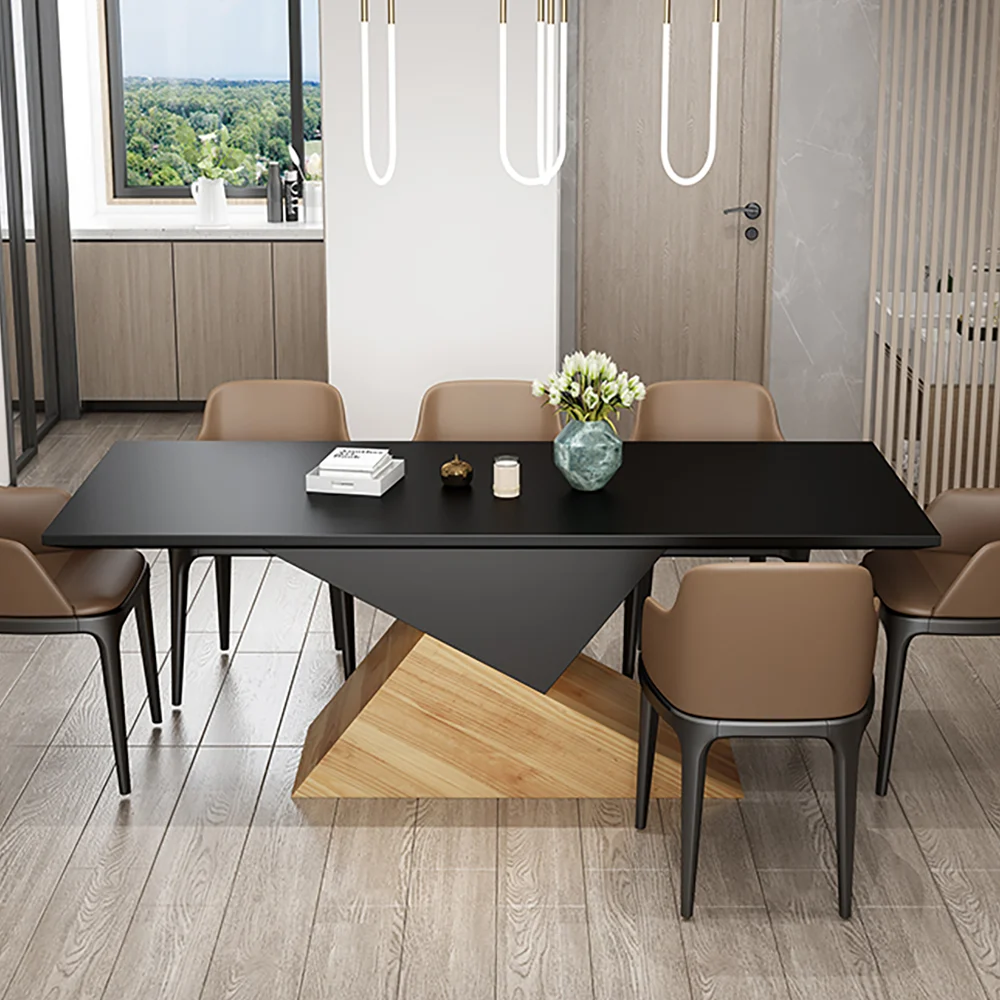 Black rectangular midcentury dining table