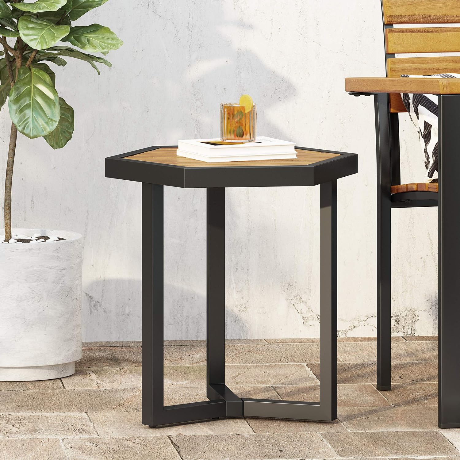 Hexagonal outdoor side table