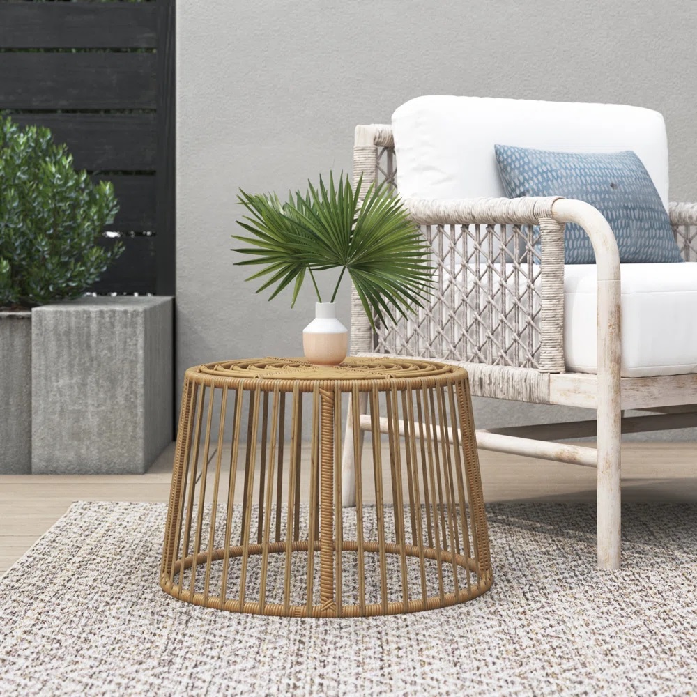 Outdoor wicker side table