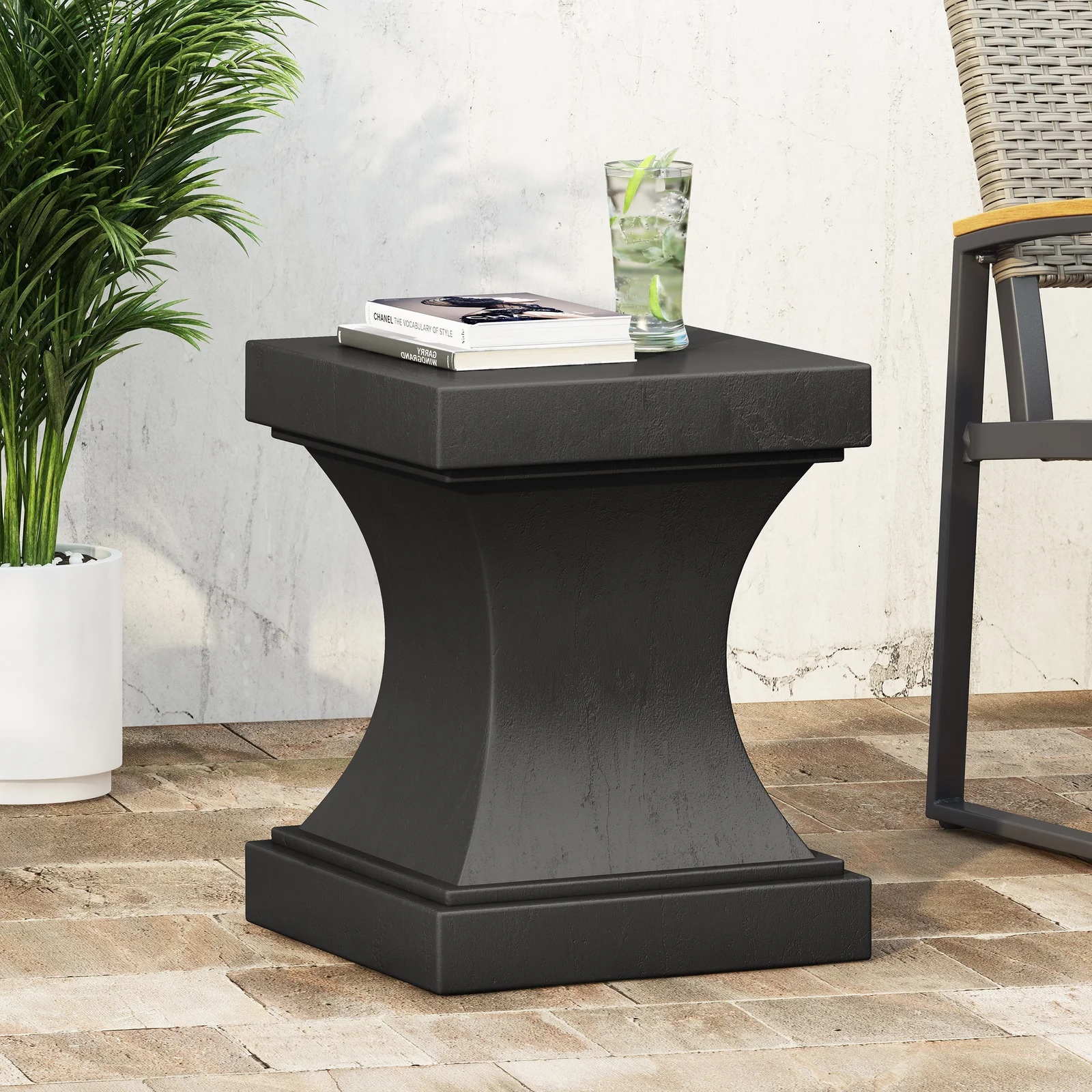 Column-shaped outdoor side table