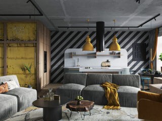 Industrial Home Interior With Energising Yellow Decor