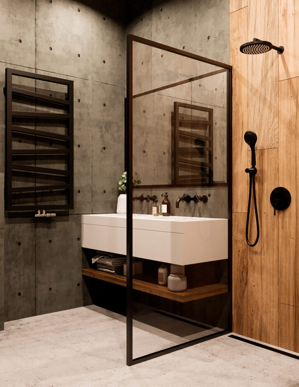 black frame shower screen | Interior Design Ideas