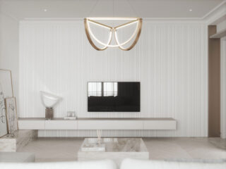 Light & Luxurious White Interior With Mirror, Metal & Marble Accents