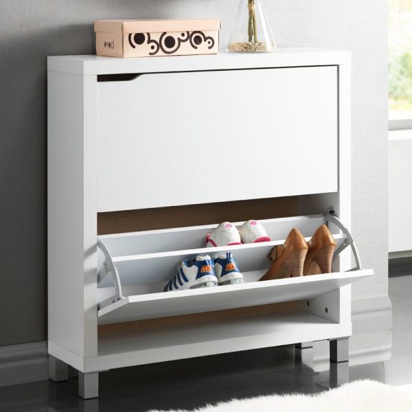 Shoe Cabinet Storage Twin Pull-Down Shoe Compartments, Footwear Rack  Cupboard Stand with 1 Door and Drawer Cupboard Shoe Tidy Unit 