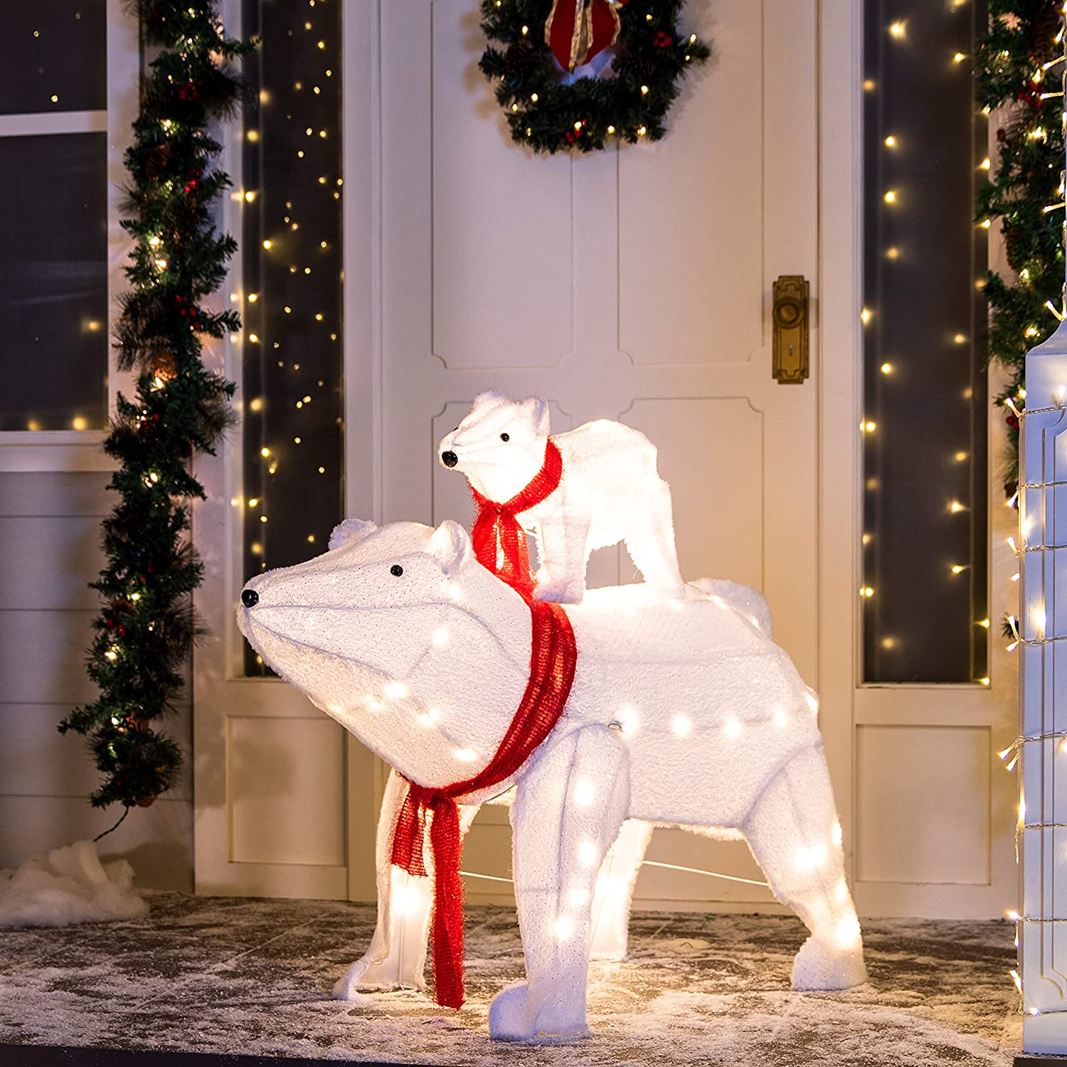 cute outdoor polar bear christmas decorations tinsel statues ...