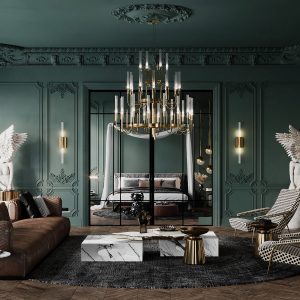 dark green classical interior | Interior Design Ideas