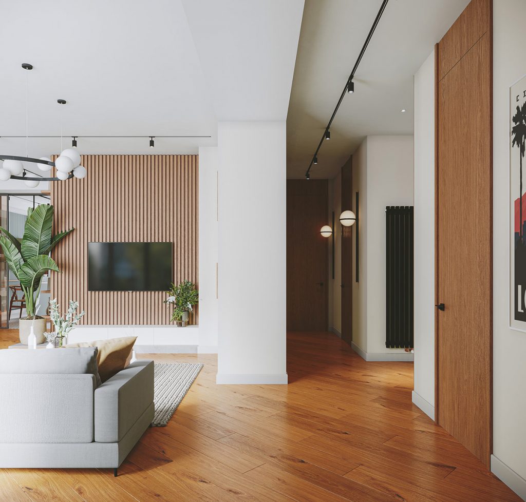 slatted TV wall | Interior Design Ideas