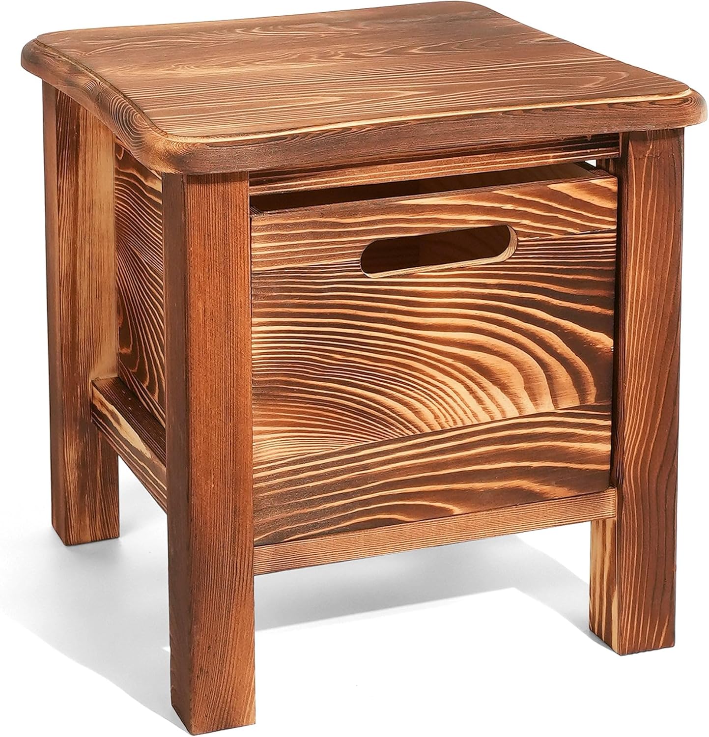 Solid wood storage entryway stool