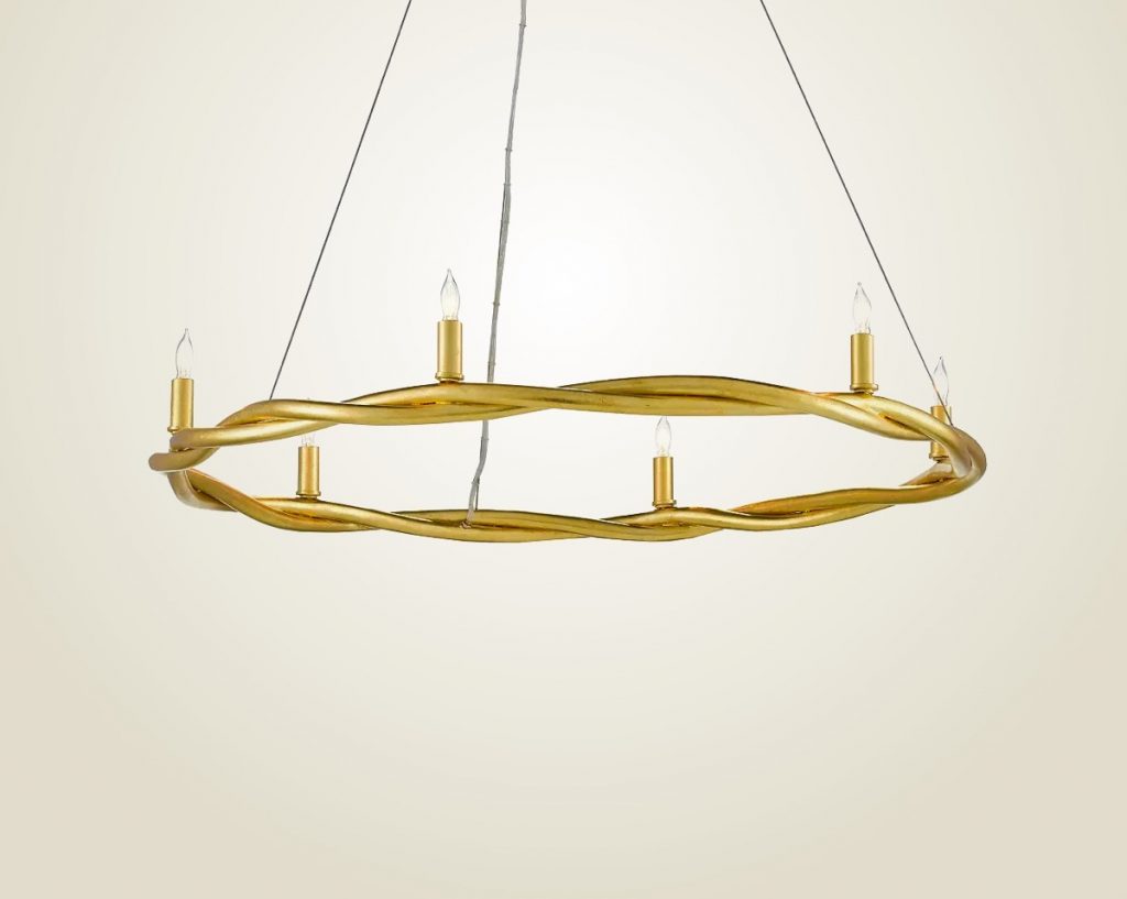 Gold Circle Chandelier With Wavering Wrought Iron Bands Sculptural Lighting Ideas For Bedrooms Living Rooms Dining Room Candelabra Chandeliers For Sale Online 1024x817 