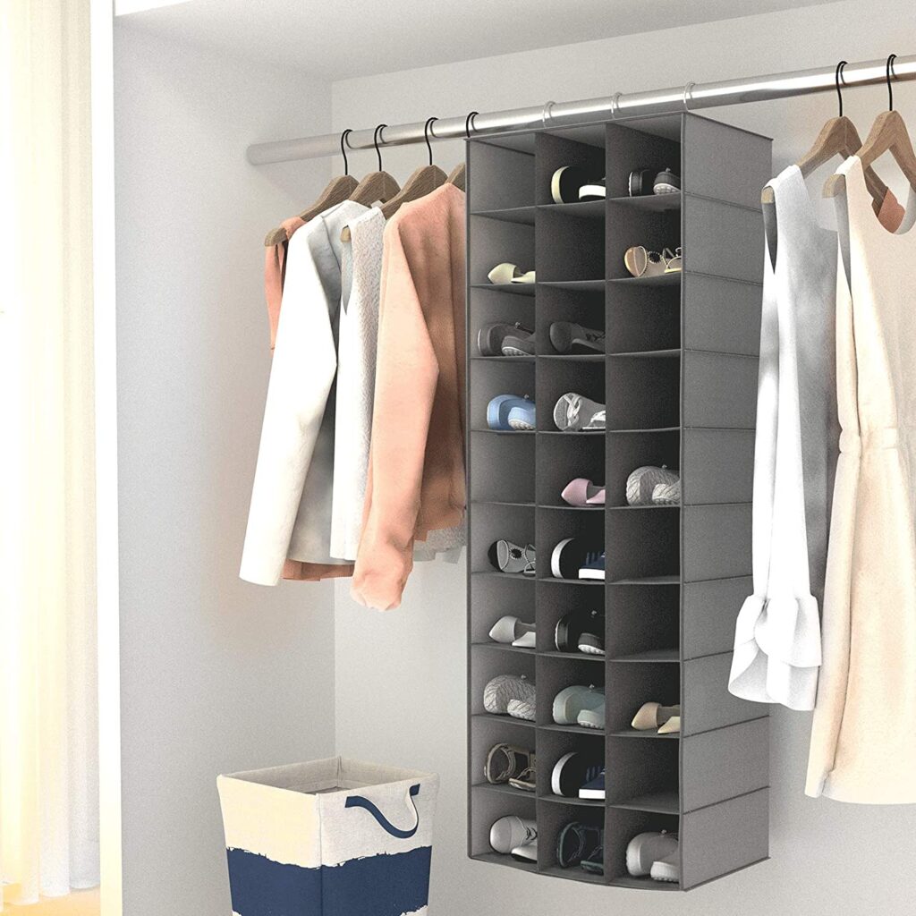 Hanging Shoe Rack For Closet Modern Grey Fabric Attractive Modern High 