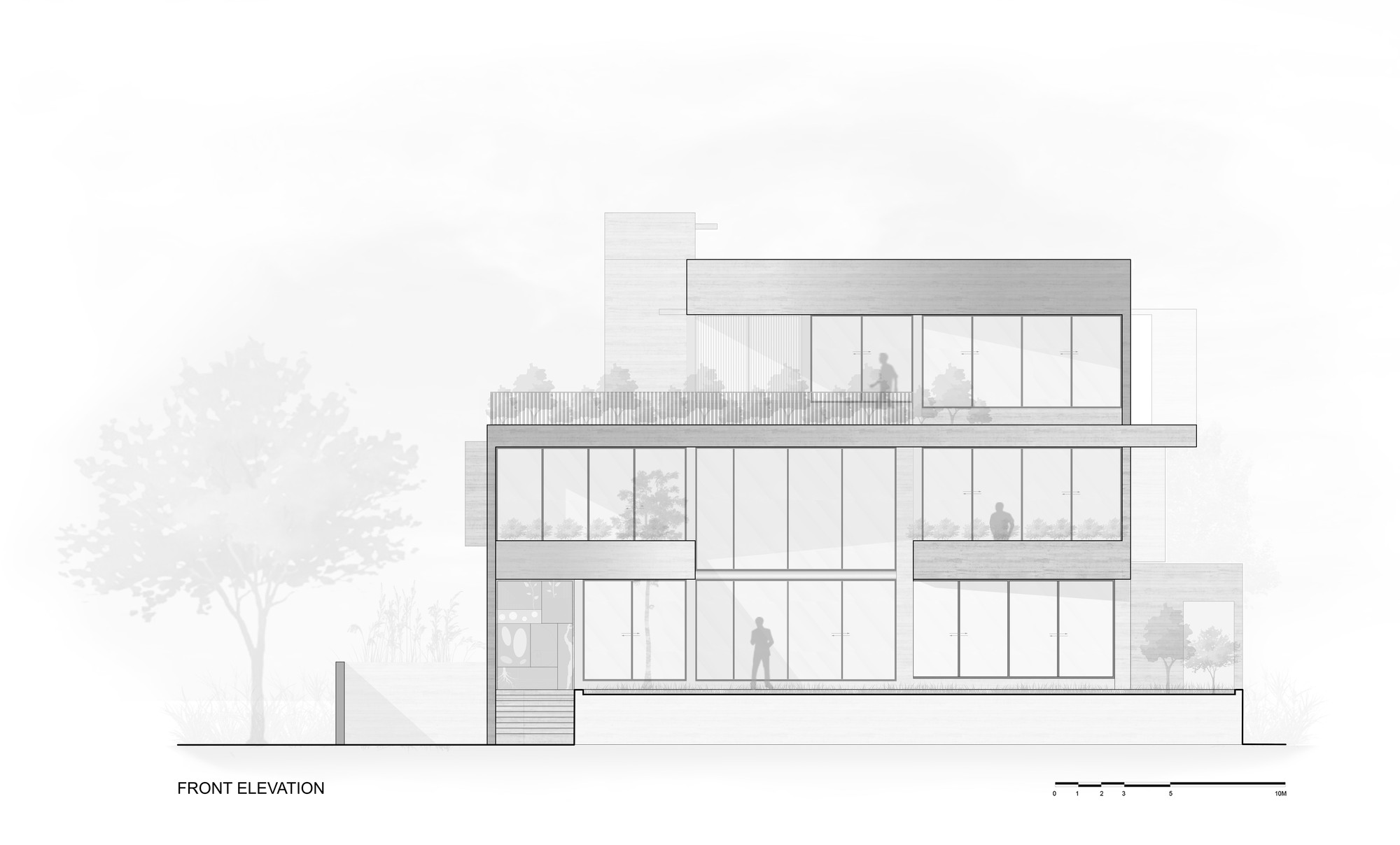 Exterior elevation of a two story house building. - Cadbull