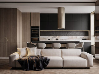 Intense Black, Greige And Gold Home Interior