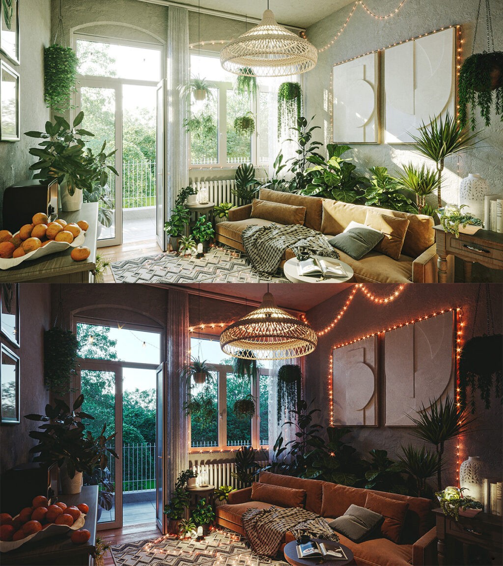 botanical boho living room | Interior Design Ideas