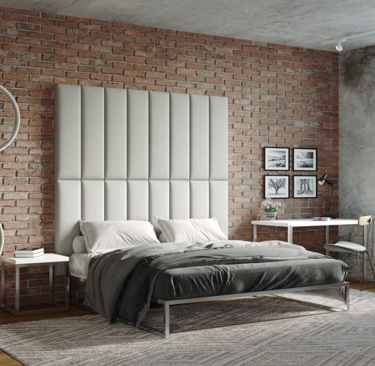 extra large wall mounted upholstered headboard tall vertical panels ...