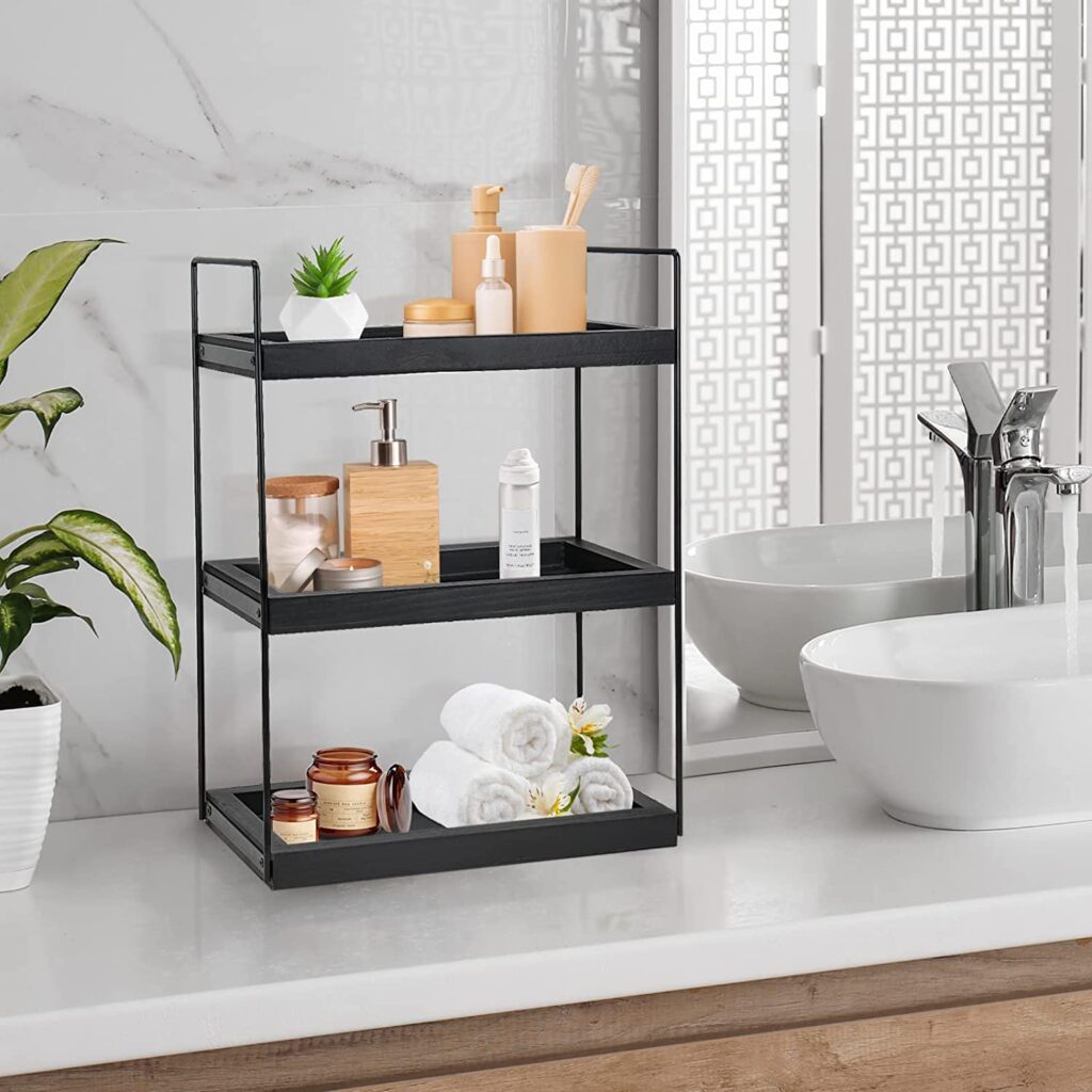 Small Three-tier Tabletop Display Shelves For Sale Online Black Finish 