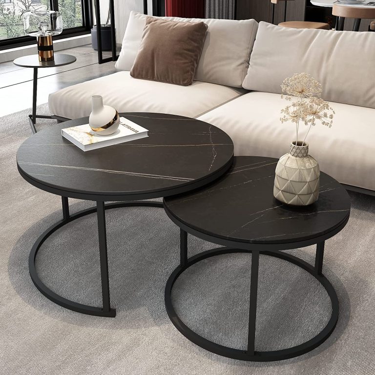 black stone coffee table set with sintered treatment stain-resistant ...