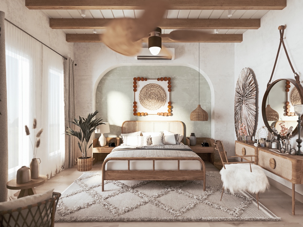 White Minimalist Bohemian Bedroom Decor