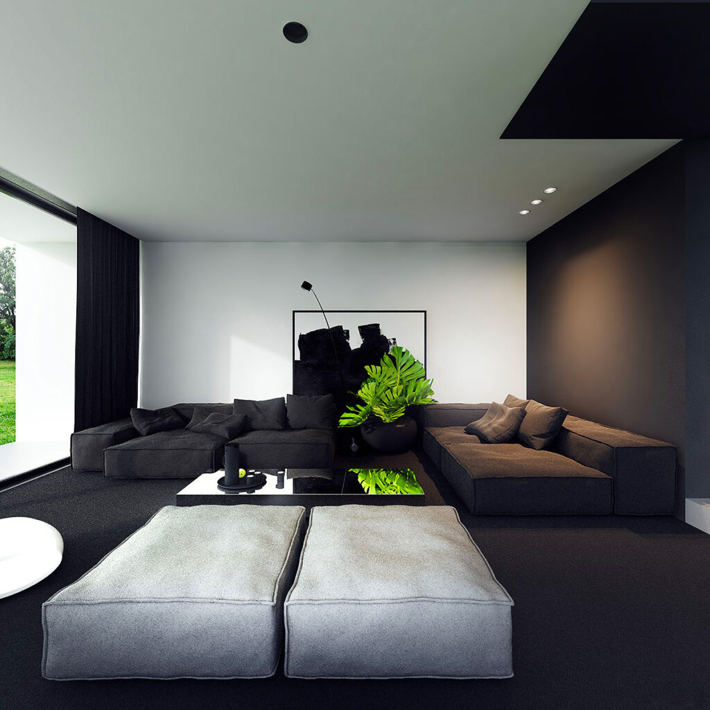 modern black sofa | Interior Design Ideas