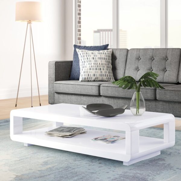 Cozy Castle Black Modern Coffee Table with LED Lights, High Glossy Coffee  Table with Storage Drawers, Contemporary Center Table for Living Room 