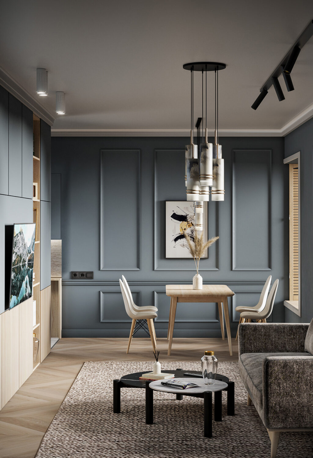 grey blue dining room | Interior Design Ideas