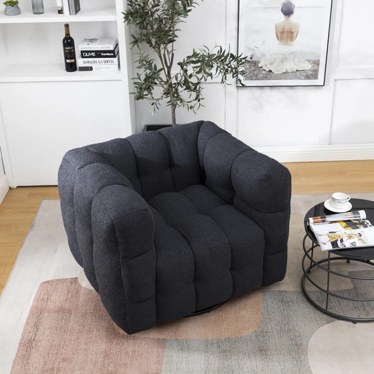 cube shaped tufted swivel accent chair with biscuit tufting geometric ...