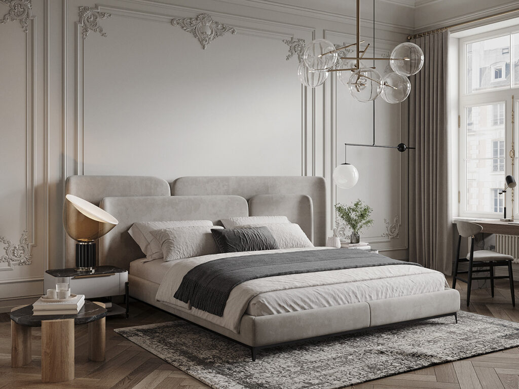 gray-upholstered-bed-interior-design-ideas