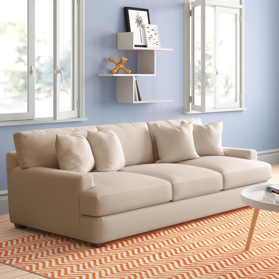 customizable beige sofa with multiple fabric upholstery options deep