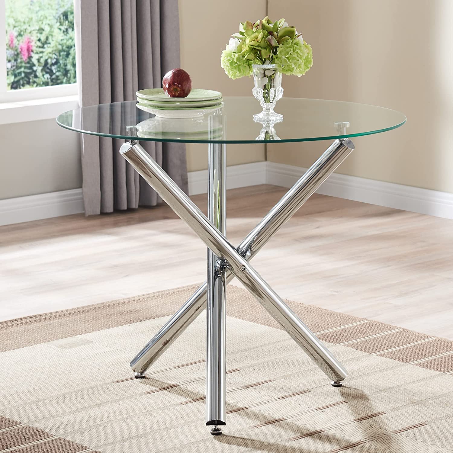 silver and glass round kitchen table with unique crossed star base metal dowel rod star shaped pedestal tripod table for sale online minimalist modern contemporary furniture