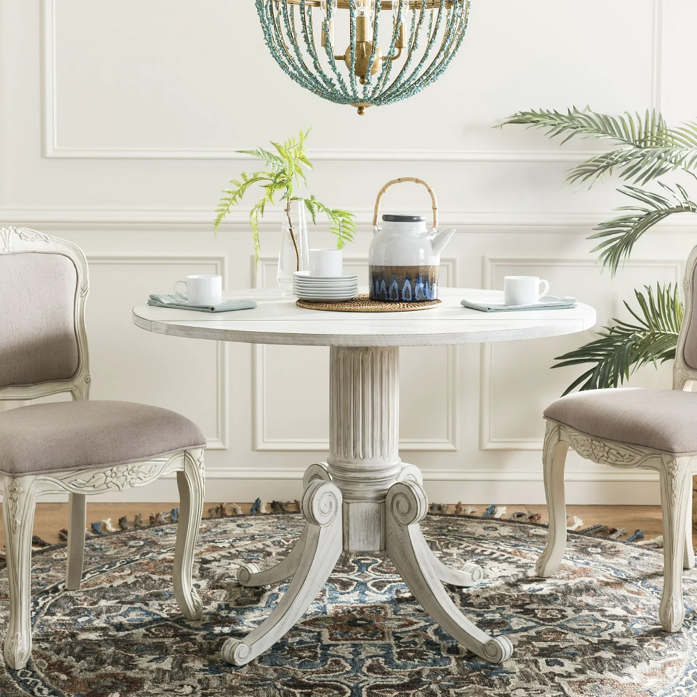 traditional round kitchen table with column inspired base french provencial furniture ideas for dining room carved details antique tables for eat in breakfast nook kitchen