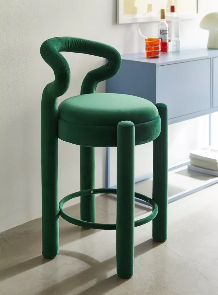 unique artistic bar stools for sale online postmodern dining furniture ideas tall shapely artistic fully upholstered green velvet kitchen stool all over upholstery memphis