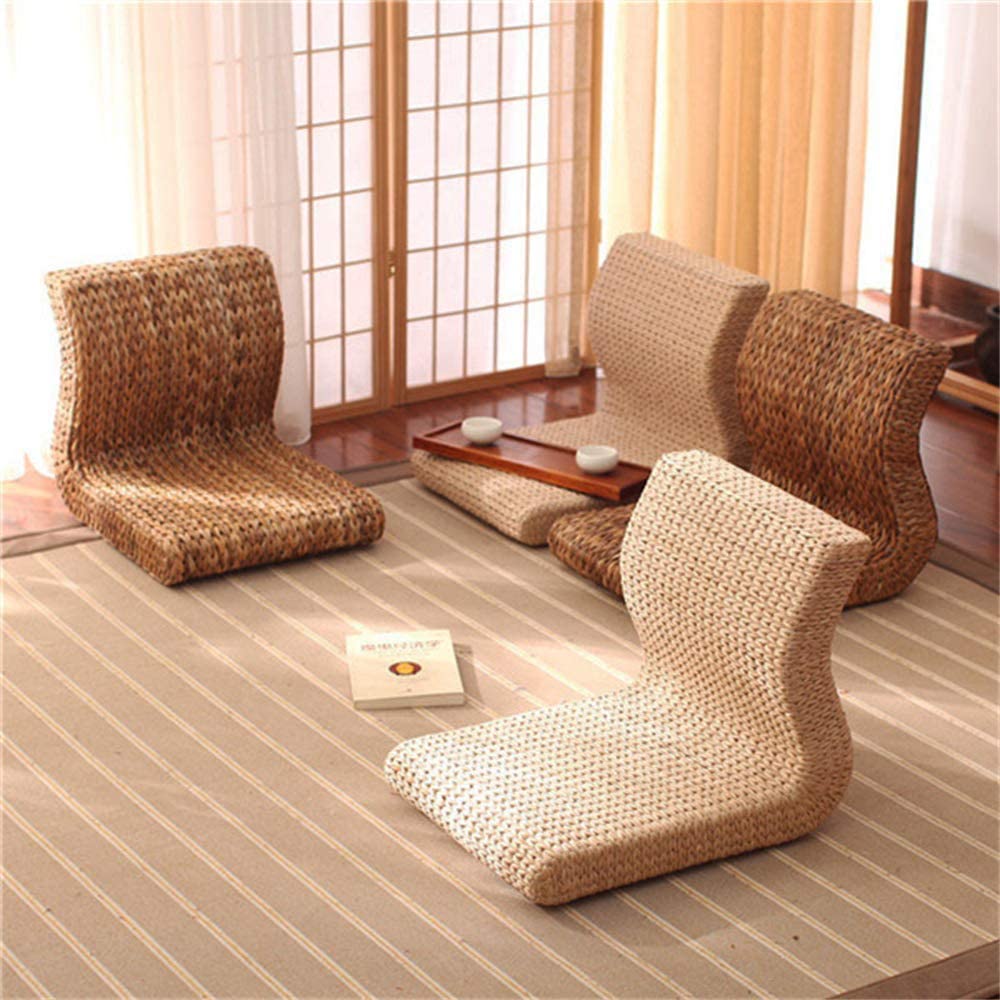 Japanese floor chair woven from straw simple supportive chairs for