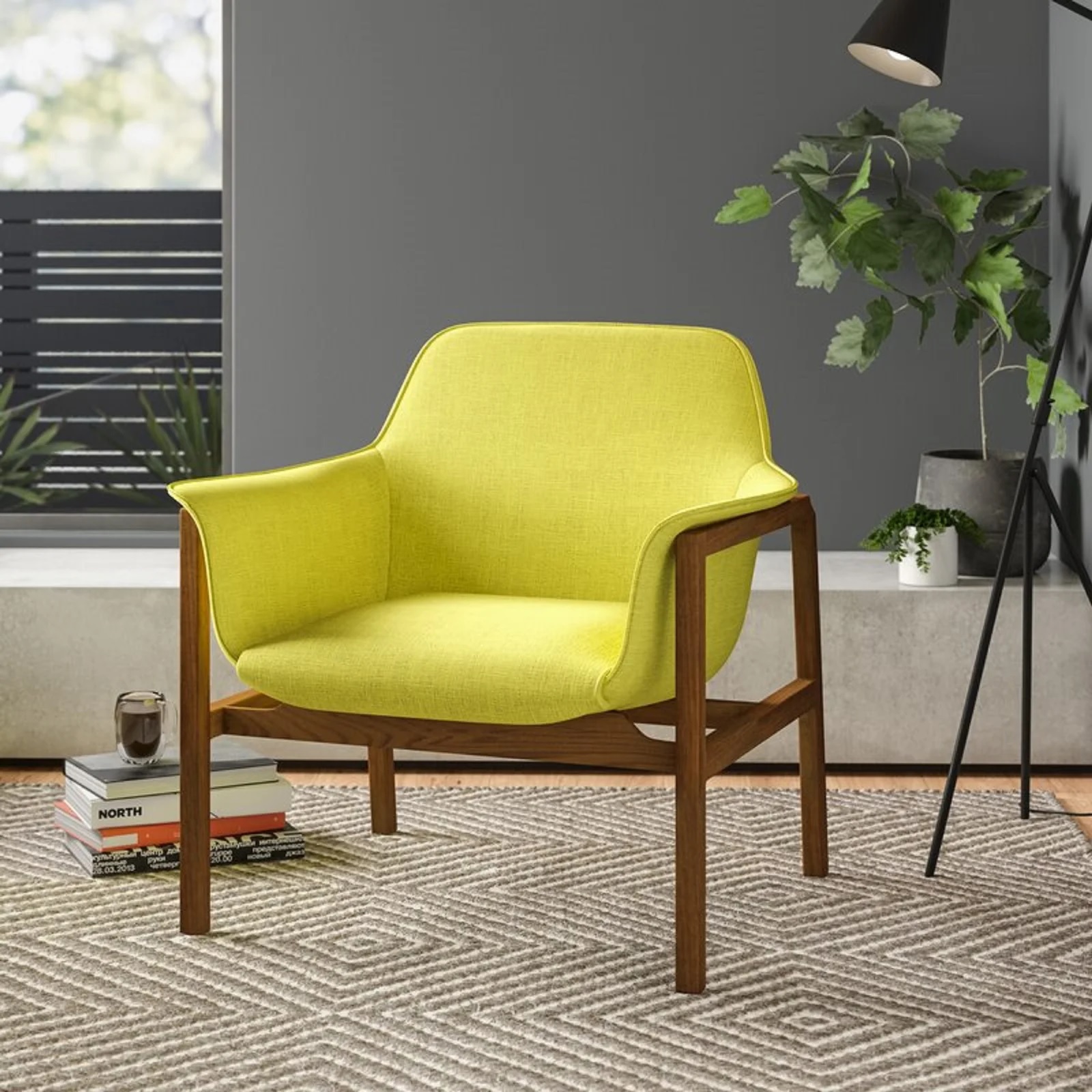 bright green accent chair with medium wood base mid century living room furniture for sale online high quality danish inspired seating comfortable chairs for luxury home