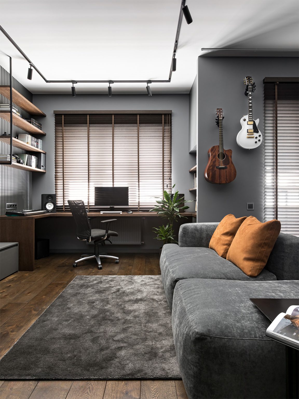 dark gray home office | Interior Design Ideas