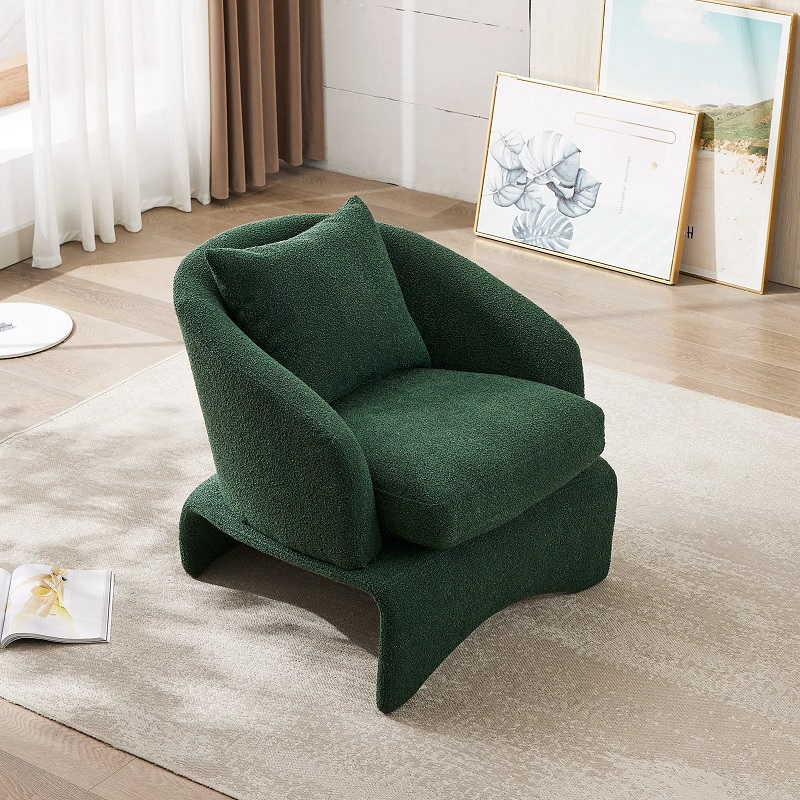 dark green accent chair with boucle upholstery trendy postmodern living ...