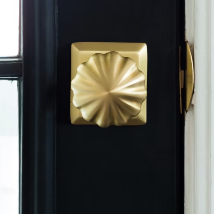 elegant privacy door knobs with melon shaped ridged doorknob with square backplate rosette matte brass silky texture attractive doorknob for back door bathroom