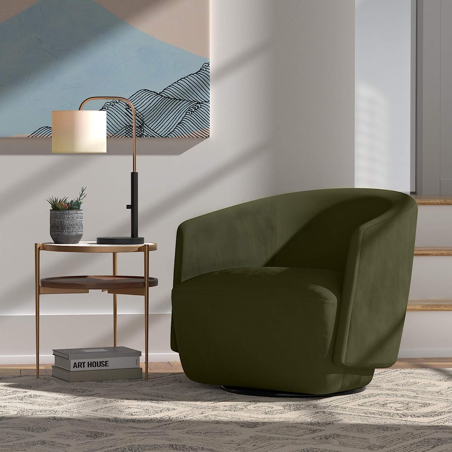 forest green accent chair with rounded backrest minimalist furniture ideas for living room entryway lounge foyer home office seating inspiration for guests swivel chair