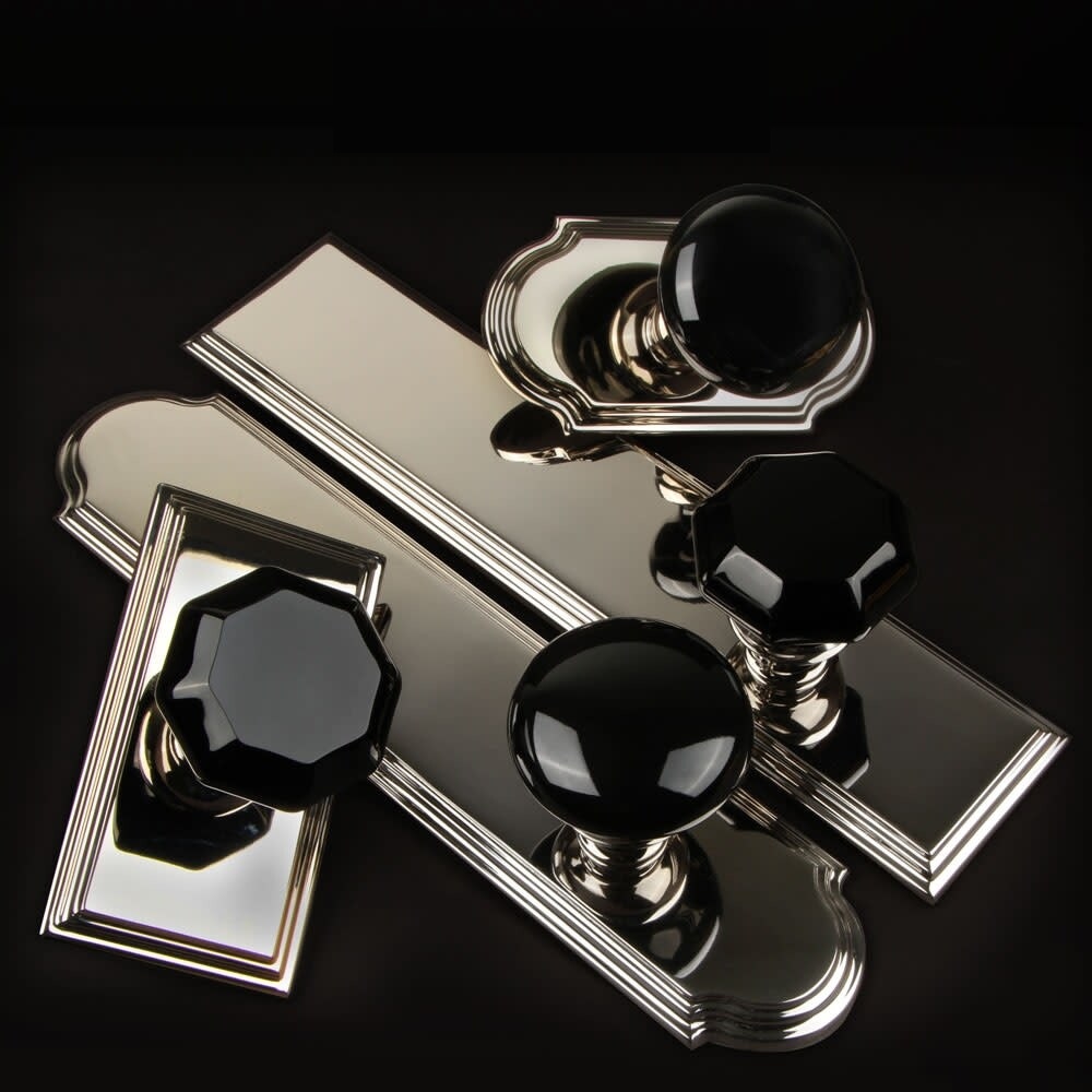 luxury black interior door knobs with glossy black knob and polished nickel backplate beautiful high end door hardware for sale online tall back plates for interior doors